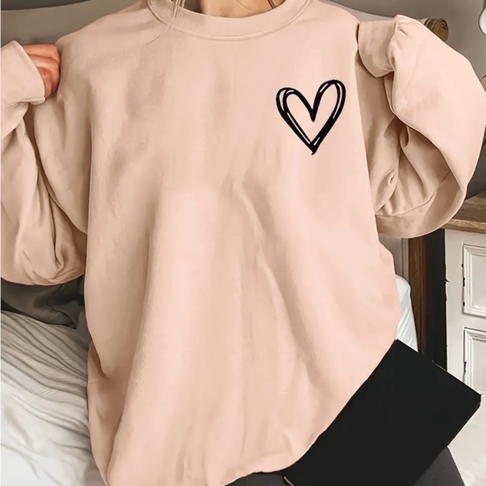 Heart Printed Rose Pink Sweatshirt